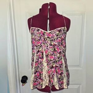 American Eagle Floral And Lace Insert Top